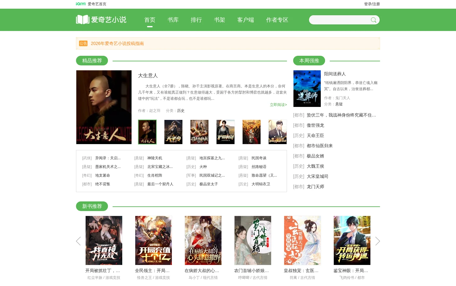 爱奇艺小说 页面快照